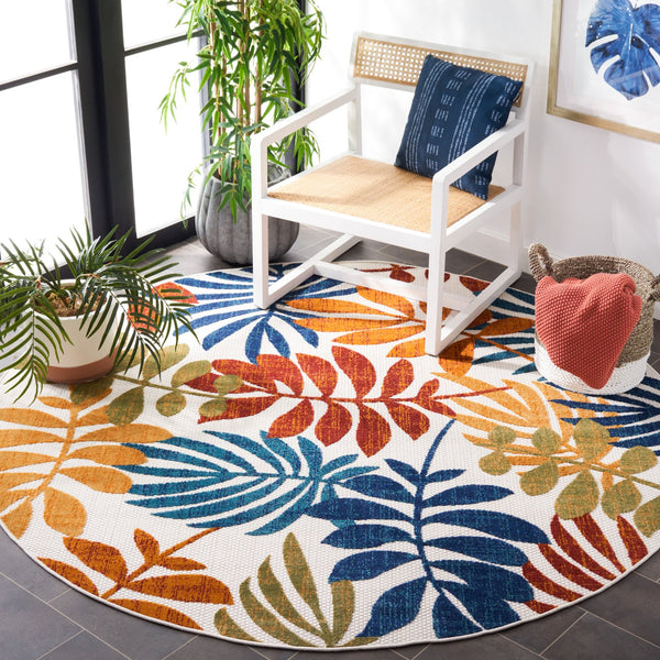 Safavieh Cabana Floral Elegance Area Rug - Timeless Charm For Indoor And Outdoor Spaces, Durable & Stylish Design Creme ,Red Polypropylene Cbn814a-218