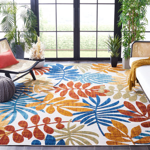 Safavieh Cabana Floral Elegance Area Rug - Timeless Charm For Indoor And Outdoor Spaces, Durable & Stylish Design Creme ,Red Polypropylene Cbn814a-218