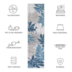 Safavieh Cabana Floral Elegance Area Rug - Timeless Charm For Indoor And Outdoor Spaces, Durable & Stylish Design Grey ,Blue Polypropylene Cbn814f-5sq