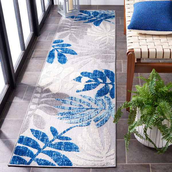 Safavieh Cabana Floral Elegance Area Rug - Timeless Charm For Indoor And Outdoor Spaces, Durable & Stylish Design Grey ,Blue Polypropylene Cbn814f-5sq