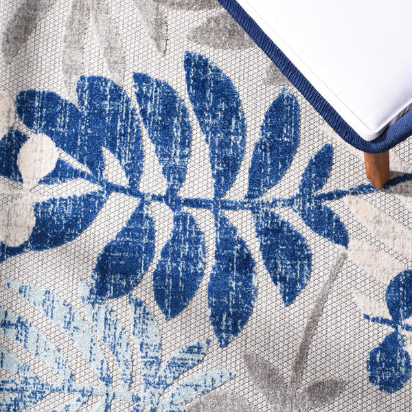 Safavieh Cabana Floral Elegance Area Rug - Timeless Charm For Indoor And Outdoor Spaces, Durable & Stylish Design Grey ,Blue Polypropylene Cbn814f-5sq