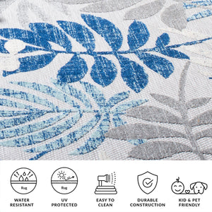 Safavieh Cabana Floral Elegance Area Rug - Timeless Charm For Indoor And Outdoor Spaces, Durable & Stylish Design Grey ,Blue Polypropylene Cbn814f-5sq