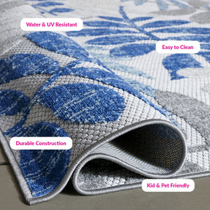 Safavieh Cabana Floral Elegance Area Rug - Timeless Charm For Indoor And Outdoor Spaces, Durable & Stylish Design Grey ,Blue Polypropylene Cbn814f-5sq