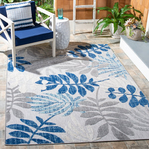 Safavieh Cabana Floral Elegance Area Rug - Timeless Charm For Indoor And Outdoor Spaces, Durable & Stylish Design Grey ,Blue Polypropylene Cbn814f-5sq