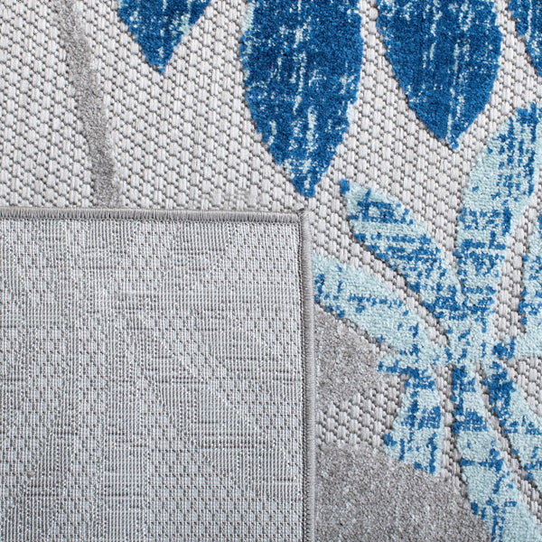 Safavieh Cabana Floral Elegance Area Rug - Timeless Charm For Indoor And Outdoor Spaces, Durable & Stylish Design Grey ,Blue Polypropylene Cbn814f-5sq