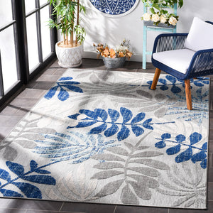 Safavieh Cabana Low-Profile 6X8 Rug — Grey & Blue Modern Flatweave, Indoor/Outdoor Durable Power-Loomed Turkey CBN814F-68
