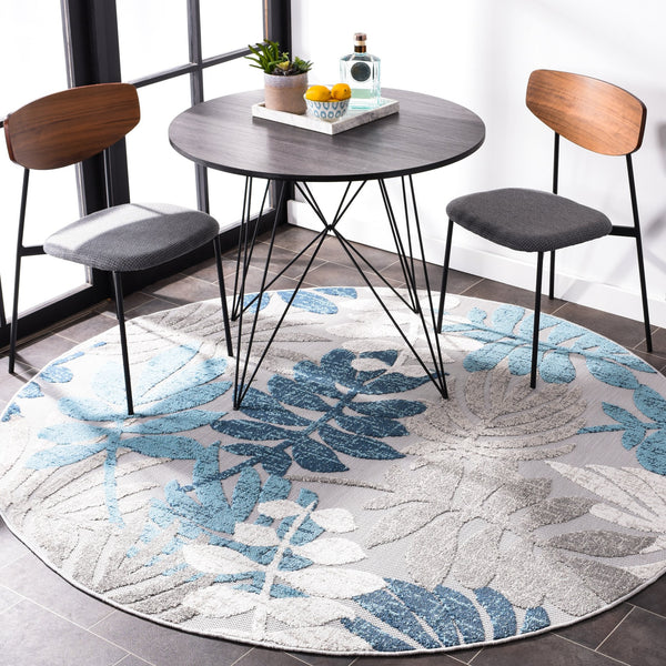 Safavieh Cabana Low-Profile 6X8 Rug — Grey & Blue Modern Flatweave, Indoor/Outdoor Durable Power-Loomed Turkey CBN814F-68