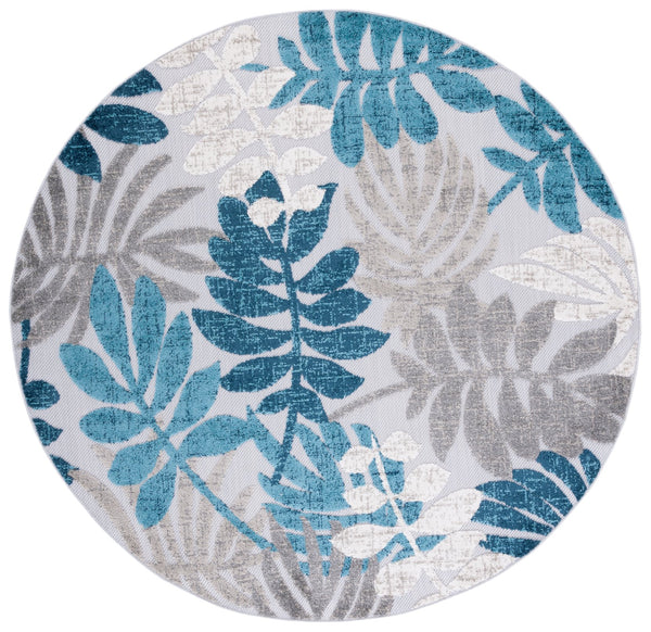 Safavieh Cabana Floral Elegance Area Rug - Timeless Charm For Indoor And Outdoor Spaces, Durable & Stylish Design Grey ,Blue Polypropylene Cbn814f-5sq