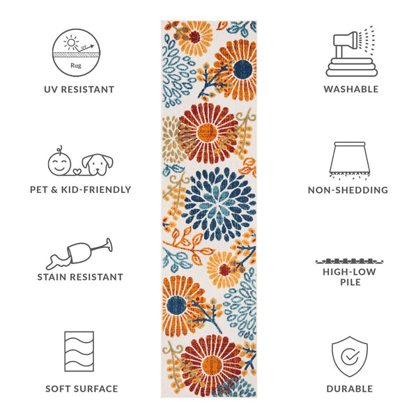 Safavieh Cabana Elegant Turkish Area Rug With Floral Design – Durable, Versatile, Perfect For Any Space Creme ,Red Polypropylene Cbn832a-10r