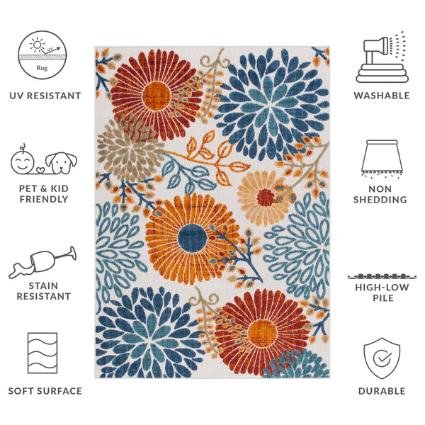 Safavieh Cabana Elegant Turkish Area Rug With Floral Design – Durable, Versatile, Perfect For Any Space Creme ,Red Polypropylene Cbn832a-10r