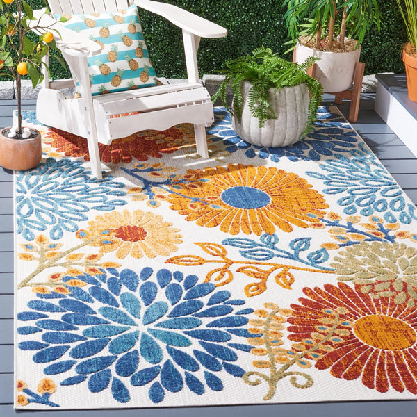 Safavieh Cabana Elegant Turkish Area Rug With Floral Design – Durable, Versatile, Perfect For Any Space Creme ,Red Polypropylene Cbn832a-10r