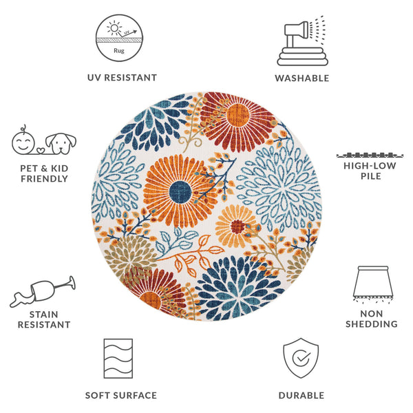 Safavieh Cabana Elegant Turkish Area Rug With Floral Design – Durable, Versatile, Perfect For Any Space Creme ,Red Polypropylene Cbn832a-10r