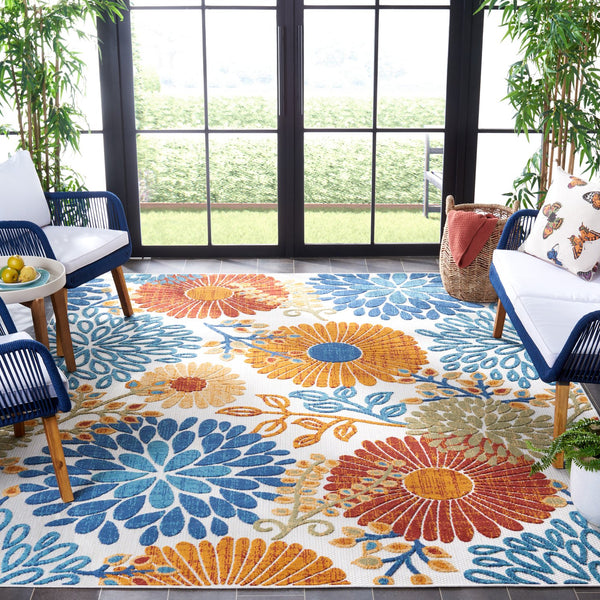 Safavieh Cabana Elegant Turkish Area Rug With Floral Design – Durable, Versatile, Perfect For Any Space Creme ,Red Polypropylene Cbn832a-10r