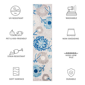 Safavieh Cabana Elegant Turkish Area Rug With Floral Design – Durable, Versatile, Perfect For Any Space Grey ,Blue Polypropylene Cbn832f-10r