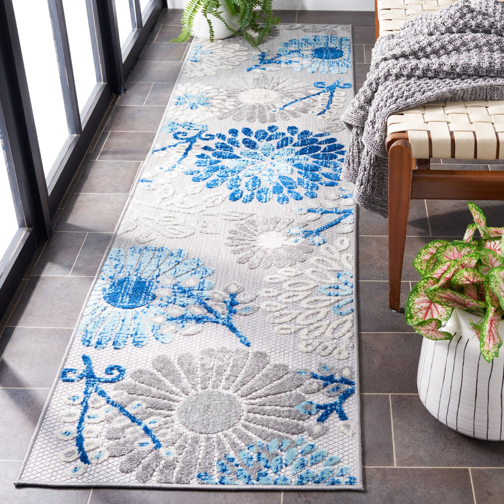 Safavieh Cabana Grey And Blue Area Rug — Low-Profile Durable Polypropylene Blend, Indoor/Outdoor Elegance 6'-0" x 8'-0" CBN832F-68