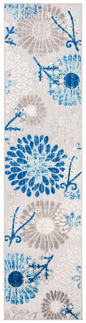 Safavieh Cabana Elegant Turkish Area Rug With Floral Design – Durable, Versatile, Perfect For Any Space Grey ,Blue Polypropylene Cbn832f-10r