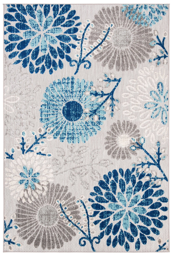 Safavieh Cabana Grey And Blue Area Rug — Low-Profile Durable Polypropylene Blend, Indoor/Outdoor Elegance 6'-0" x 8'-0" CBN832F-68