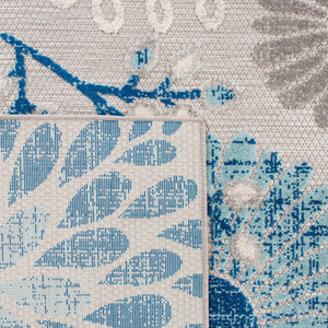 Safavieh Cabana Elegant Turkish Area Rug With Floral Design – Durable, Versatile, Perfect For Any Space Grey ,Blue Polypropylene Cbn832f-10r