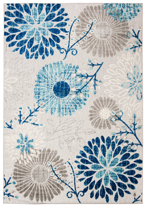 Safavieh Cabana Grey And Blue Area Rug — Low-Profile Durable Polypropylene Blend, Indoor/Outdoor Elegance 6'-0" x 8'-0" CBN832F-68