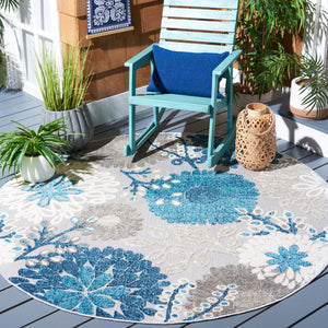 Safavieh Cabana Grey And Blue Area Rug — Low-Profile Durable Polypropylene Blend, Indoor/Outdoor Elegance 6'-0" x 8'-0" CBN832F-68