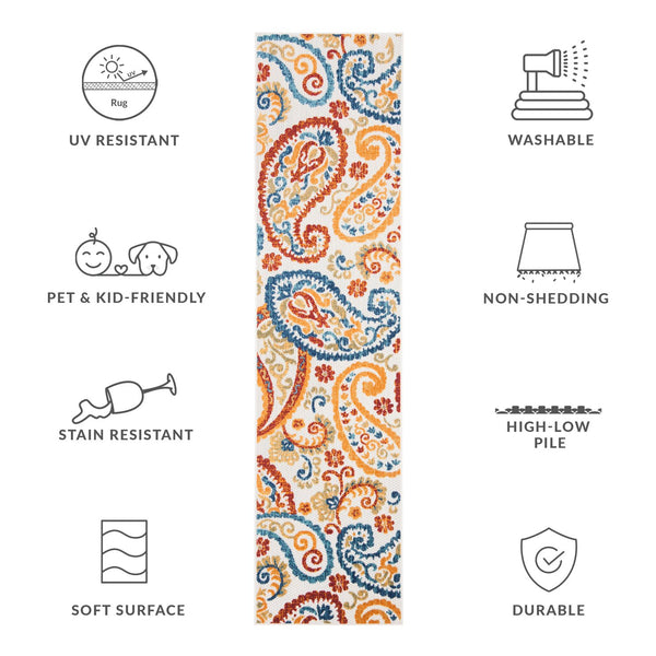 Safavieh Cabana Cream/Navy Area Rug - 10x14 Ft Durable Power-loomed Floral Design For Indoor And Outdoor Elegance Cream ,Navy Polypropylene Cbn887a-10