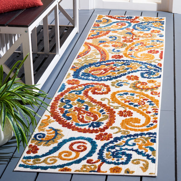 Safavieh Cabana Cream/Navy Area Rug - 10x14 Ft Durable Power-loomed Floral Design For Indoor And Outdoor Elegance Cream ,Navy Polypropylene Cbn887a-10