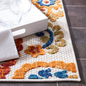 Safavieh Cabana Cream/Navy Area Rug - 10x14 Ft Durable Power-loomed Floral Design For Indoor And Outdoor Elegance Cream ,Navy Polypropylene Cbn887a-10