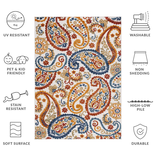 Safavieh Cabana Cream/Navy Area Rug - 10x14 Ft Durable Power-loomed Floral Design For Indoor And Outdoor Elegance Cream ,Navy Polypropylene Cbn887a-10