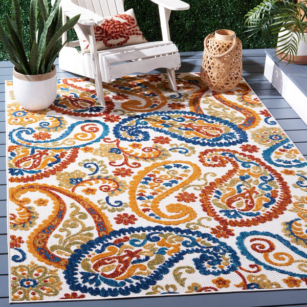 Safavieh Cabana Cream/Navy Area Rug - 10x14 Ft Durable Power-loomed Floral Design For Indoor And Outdoor Elegance Cream ,Navy Polypropylene Cbn887a-10