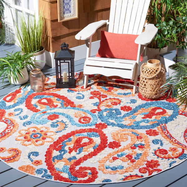 Safavieh Cabana Cream/Navy Area Rug - 10x14 Ft Durable Power-loomed Floral Design For Indoor And Outdoor Elegance Cream ,Navy Polypropylene Cbn887a-10