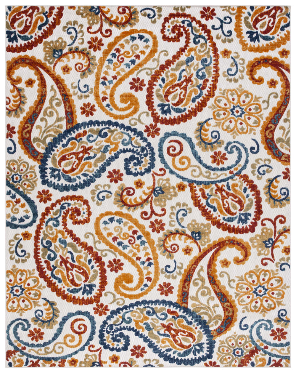 Safavieh Cabana Cream/Navy Area Rug - 10x14 Ft Durable Power-loomed Floral Design For Indoor And Outdoor Elegance Cream ,Navy Polypropylene Cbn887a-10