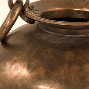 Zentique Metal Vase Small with Handles for Rustic-Industrial Decor, Durable Metal Accent for Mantel Tableshelves (W16 H18) CCINC019F