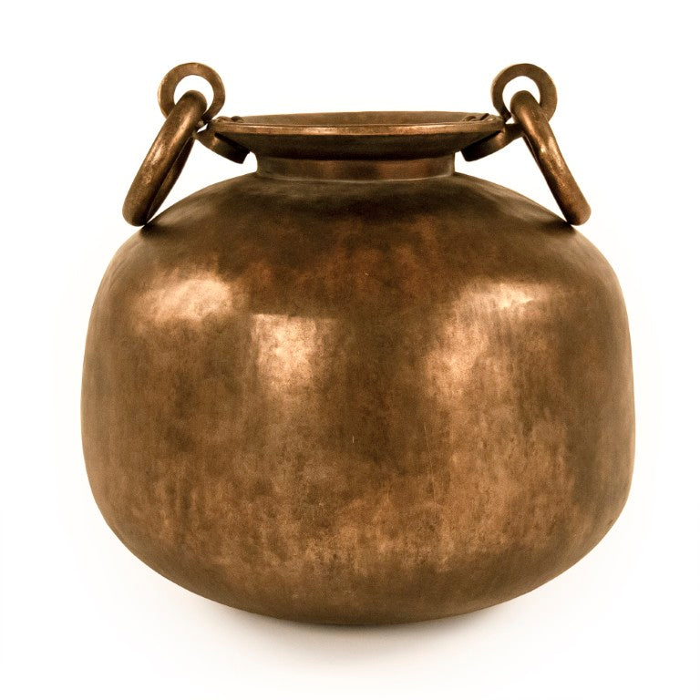 Zentique Metal Vase Small with Handles for Rustic-Industrial Decor, Durable Metal Accent for Mantel Tableshelves (W16 H18) CCINC019F