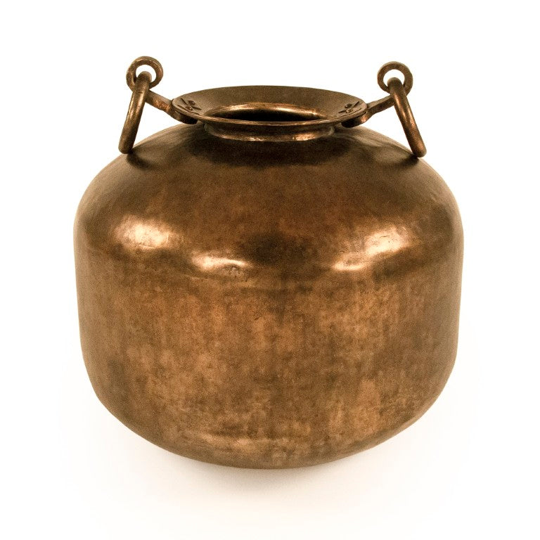 Zentique Metal Vase Large with Dual Handles, 23" Urn-Style Patina Accent for Floral Displays & Sculptural Decor CCINC019G