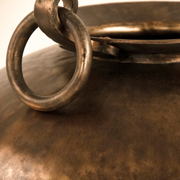 Zentique Metal Vase Large with Dual Handles, 23" Urn-Style Patina Accent for Floral Displays & Sculptural Decor CCINC019G