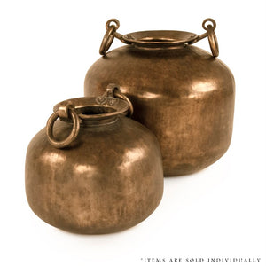 Zentique Metal Vase Small with Handles for Rustic-Industrial Decor, Durable Metal Accent for Mantel Tableshelves (W16 H18) CCINC019F