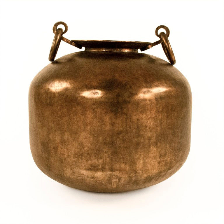 Zentique Metal Vase Large with Dual Handles, 23" Urn-Style Patina Accent for Floral Displays & Sculptural Decor CCINC019G