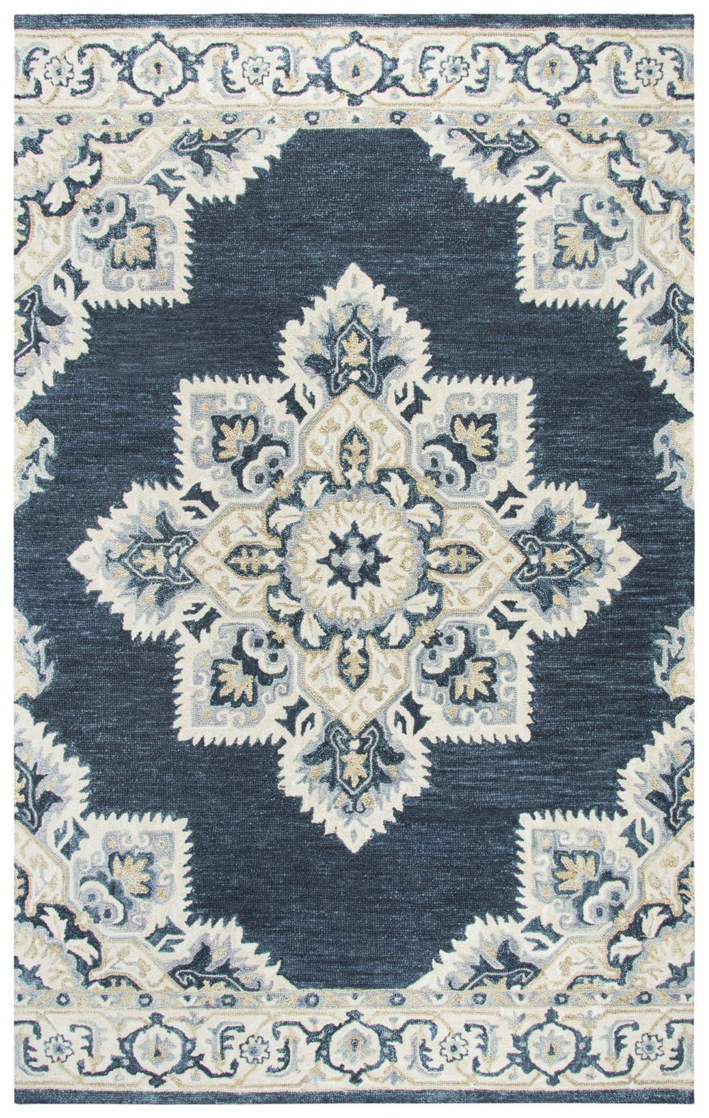 Alora Decor Cascade Hand-Tufted Wool Rug With Persian-Inspired Medallion In Rich Blues, Grays & Tan Accents 10' x 13' CDECD1000DL550113