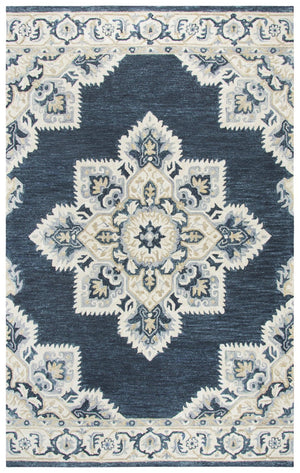 Alora Decor Cascade Hand-Tufted Wool Rug With Persian-Inspired Medallion In Rich Blues, Grays & Tan Accents 10' x 13' CDECD1000DL550113