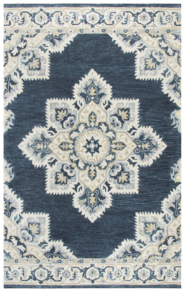 Alora Decor Cascade Hand-Tufted Wool Rug With Persian-Inspired Medallion In Rich Blues, Grays & Tan Accents 10' x 13' CDECD1000DL550113