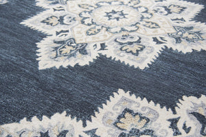 Alora Decor Cascade Hand-Tufted Wool Rug With Persian-Inspired Medallion In Rich Blues, Grays & Tan Accents 10' x 13' CDECD1000DL550113