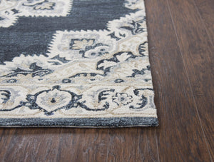 Alora Decor Cascade Hand-Tufted Wool Rug With Persian-Inspired Medallion In Rich Blues, Grays & Tan Accents 10' x 13' CDECD1000DL550113