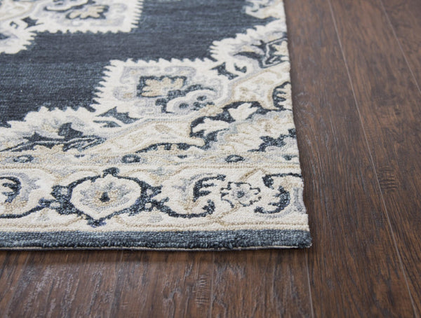Alora Decor Cascade Hand-Tufted Wool Rug With Persian-Inspired Medallion In Rich Blues, Grays & Tan Accents 10' x 13' CDECD1000DL550113