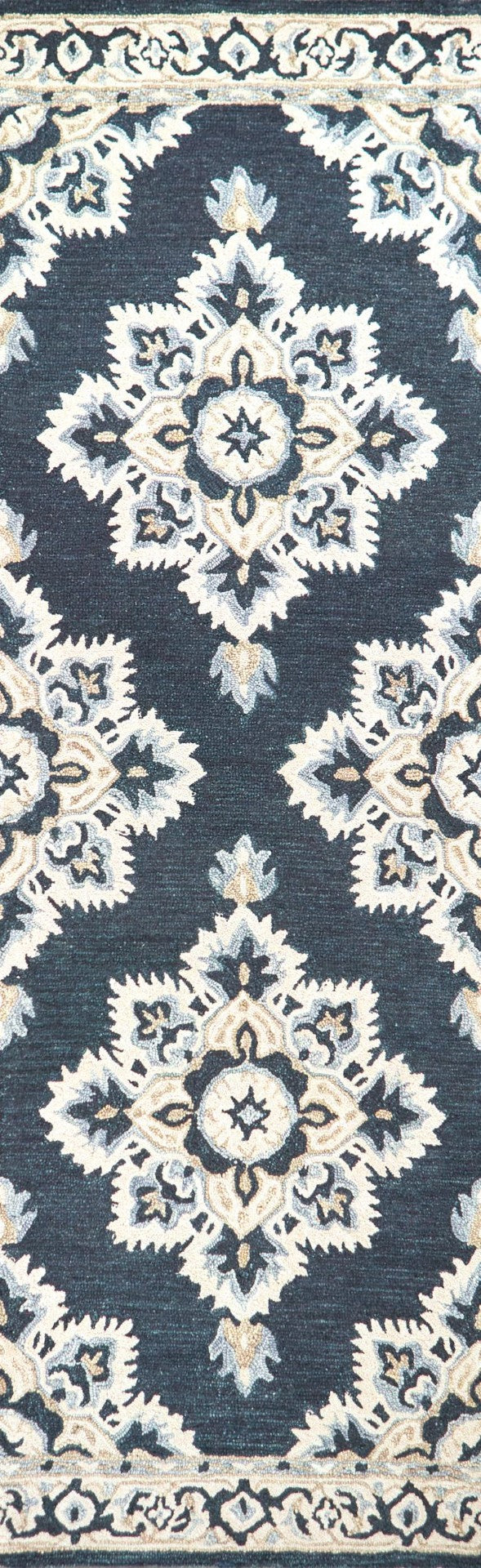 Alora Decor Cascade Hand-Tufted Blue Runner Rug 100% Wool Persian-Inspired Medallion For Hallway Elegance CDECD1000DL552608