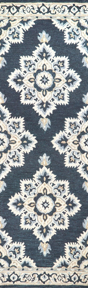 Alora Decor Cascade Hand-Tufted Blue Runner Rug 100% Wool Persian-Inspired Medallion For Hallway Elegance CDECD1000DL552608