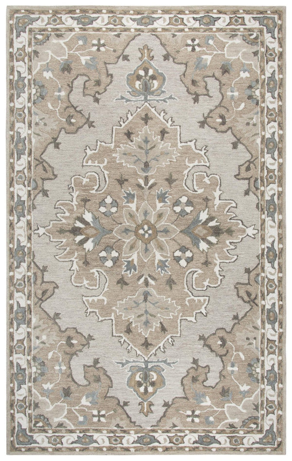Alora Decor Cascade Hand-Tufted 100% Wool Rug With Central Medallion In Taupe Gray Ivory — Plush, Durable Style 5' x 8' CDECD101288D60508