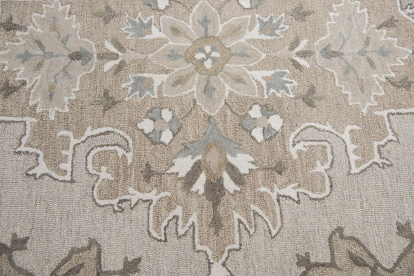 Alora Decor Cascade Hand-Tufted Wool Runner Rug 2'6"X8' Taupe Gray Ivory Transitional Medallion Elegance CDECD101288D62608