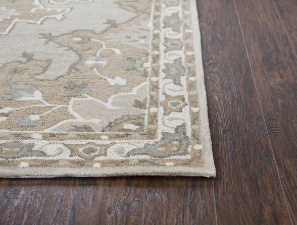Alora Decor Cascade Hand-Tufted Wool Runner Rug 2'6"X8' Taupe Gray Ivory Transitional Medallion Elegance CDECD101288D62608