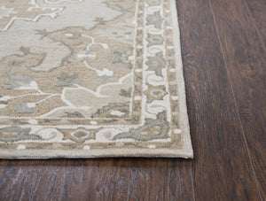 Alora Decor Cascade Hand-Tufted 100% Wool Rug With Central Medallion In Taupe Gray Ivory — Plush, Durable Style 5' x 8' CDECD101288D60508