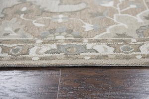Alora Decor Cascade Hand-Tufted Wool Runner Rug 2'6"X8' Taupe Gray Ivory Transitional Medallion Elegance CDECD101288D62608